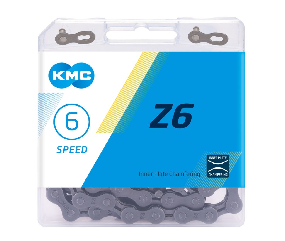 Цепь KMC Z-6 (6 скоростей) количествово звеньев 116, Gray/Gray (Z-33), с замком, пластиковая упаковка